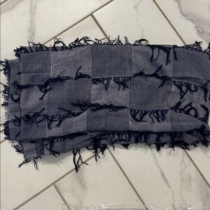 BP Navy and Gray Fringed Scarf